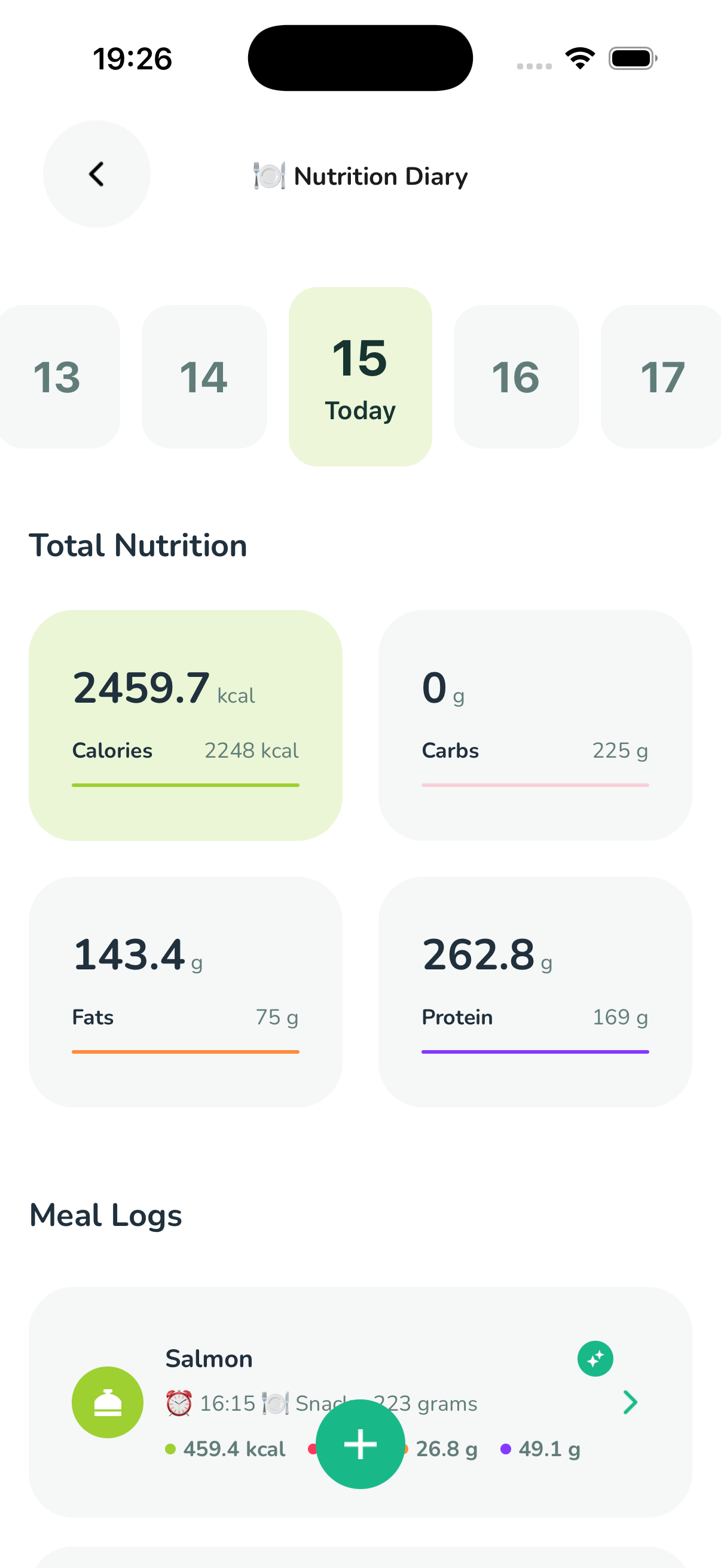 Nutrition diary